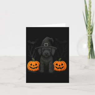 Frauen Hexenhaft schwarzer Labradoodle-Hund Hallow Karte