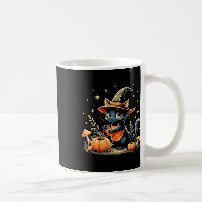 Frauen Hexenkatze Kürbis-Patch Herbstgarten Hallo Kaffeetasse (Rechts)