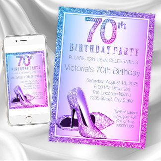 Frauen High Heel Shoe 70. Geburtstag Einladung