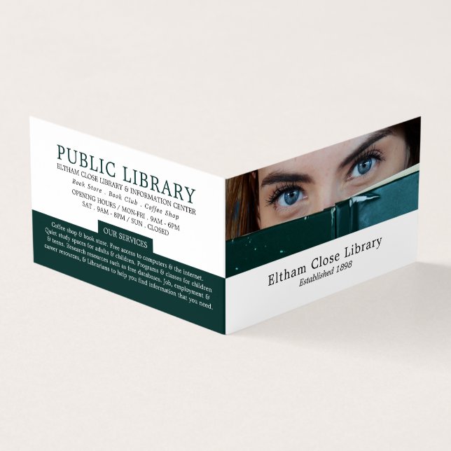 Frauen hinter Buch, Bibliothek, Bibliothekar im De Visitenkarten (Vorderseite)