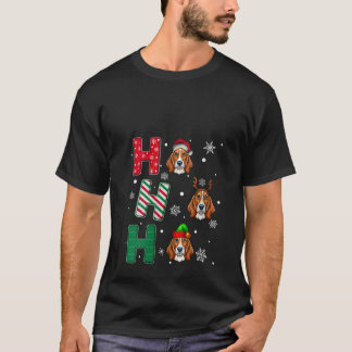 Frauen Ho Ho Ho Basset Hound Hund passend Christma T-Shirt