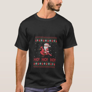 Frauen Ho Ho Ho Weihnachtsmann reitet Kardinalvoge T-Shirt