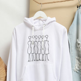 Frauen-Hoodie (Weiß - Hand gezeichnet Frauen 01) Hoodie