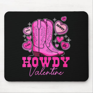 Frauen Howdy Valentine _ Süße rosa Cowboystiefel W Mousepad