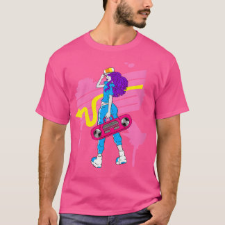 Frauen Hüftpfropfen Girl Boom Box Tinte Platsch Co T-Shirt