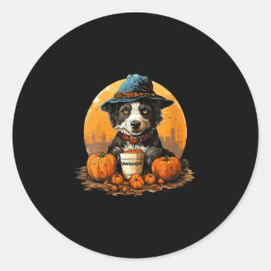 Frauen Hund Halloween Runder Aufkleber