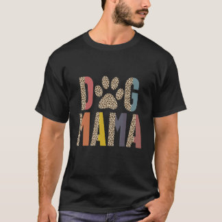 Frauen Hund Mama Pfote Retro Leopard Mutter T-Shirt