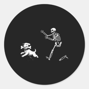 Frauen Hund-Skelett Halloween V-Ausschnitt Runder Aufkleber