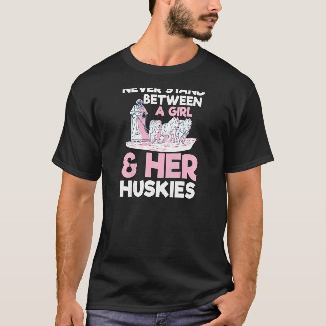 Frauen Husky Dog Schlitten für einen Schlittenfahr T-Shirt (Vorderseite)