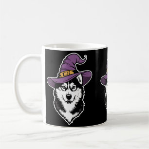 Frauen Husky Hexe Hund Halloween Kaffeetasse