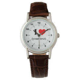 Frauen-ich-Herz-Klassik-Braun-Leder-Strap-Watch Armbanduhr