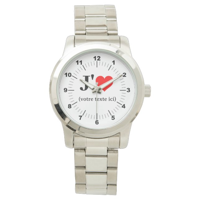 Frauen ich Herz Oversized Silver Bracelet Watch Armbanduhr (Vorderseite)