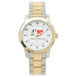 Frauen ich Herz Oversized Zwei-Tone-Armband beobac Armbanduhr