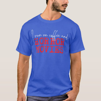 Frauen Ich laufe auf Kaffee und Horrorfilme VNeck T-Shirt