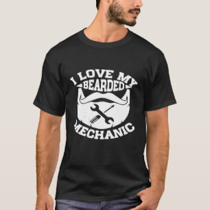 Frauen Ich Liebe Meine Bärtigen Mechaniker Ehefrau T-Shirt