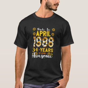Frauen im April 1988 34 Jahre alt 34 Geburtstag T-Shirt