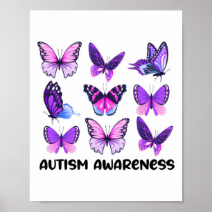 Frauen im April tragen Blauer Schmetterling Autism Poster
