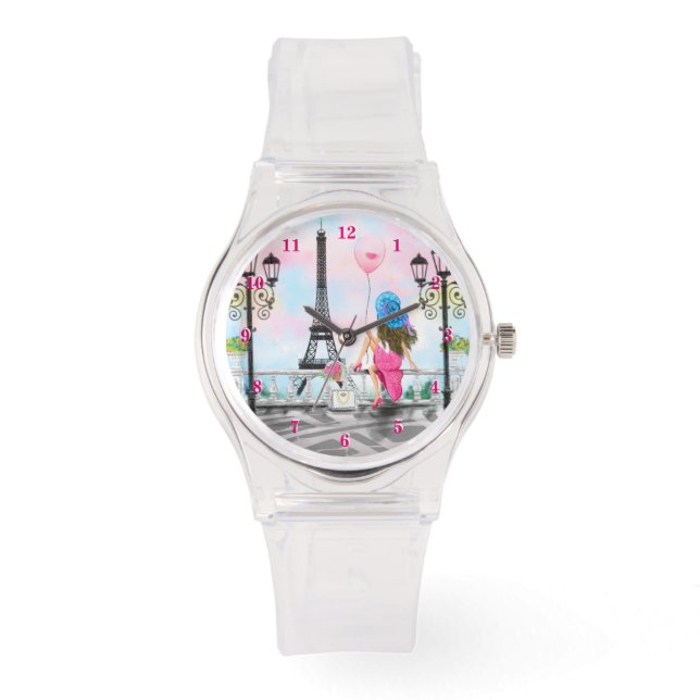 Frauen im Eiffelturm von Paris sehen Geschenk Armbanduhr (Vorderseite)