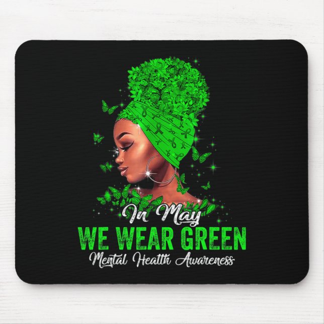 Frauen im Mai tragen grünes Bewusstsein für psychi Mousepad (Vorne)