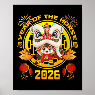 Frauen im neuen Jahr 2026 chinesisches Pferd im Ja Poster