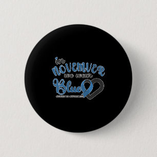 Frauen im November tragen blaues Herz Ribbon Diabe Button