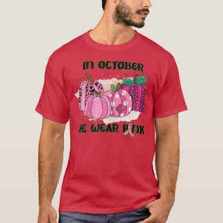Frauen im Oktober tragen wir rosa Brustkrebs-Kürbi T-Shirt