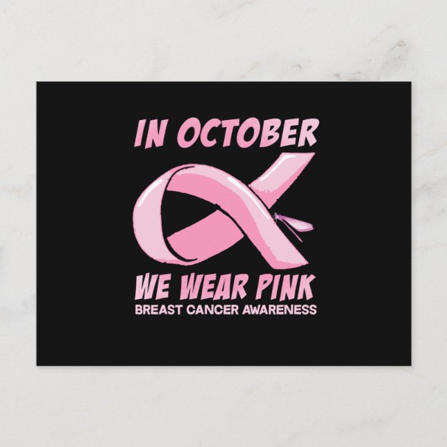 Frauen im Oktober tragen wir rosa Libellenbrust Einladungspostkarte (Vorderseite)
