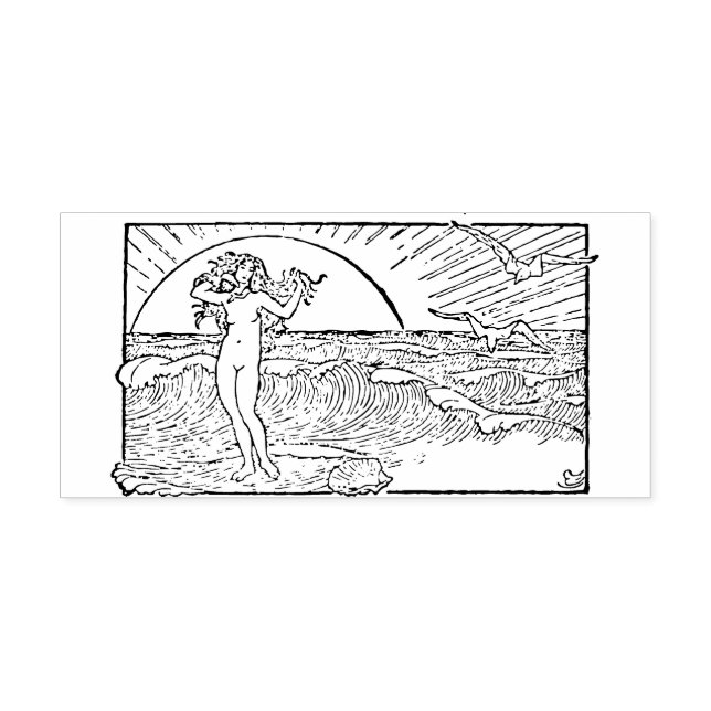 Frauen im Ozean Gummistempel (Prägung)