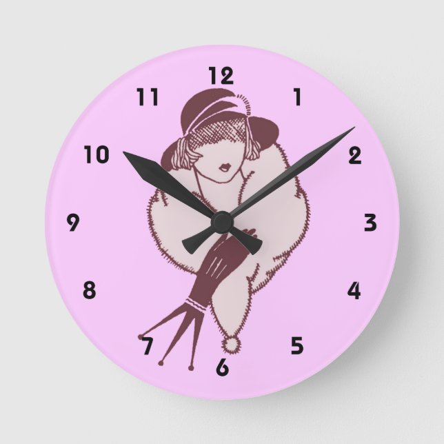 Frauen im Stillen Kunst-Deco Runde Wanduhr (Vorderseite)