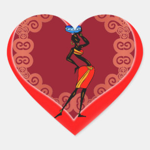 Frauen in Afrika Herzsticker Herz-Aufkleber