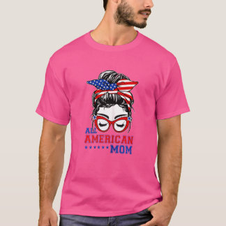 Frauen in allen amerikanischen Mama Messy Bun Wome T-Shirt