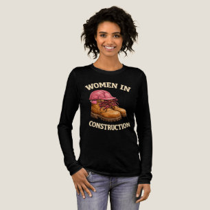Frauen in Bauarbeitsstiefeln und Schutzhelm Tri-Blend Shirt