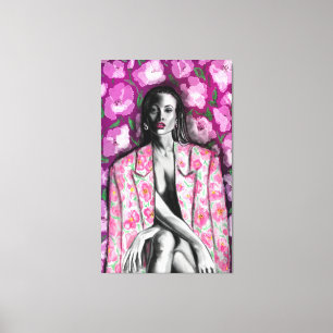 Frauen in Blume Jacket Canvas Print Leinwanddruck