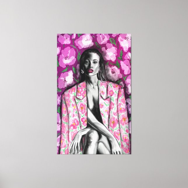 Frauen in Blume Jacket Canvas Print Leinwanddruck (Vorderseite)