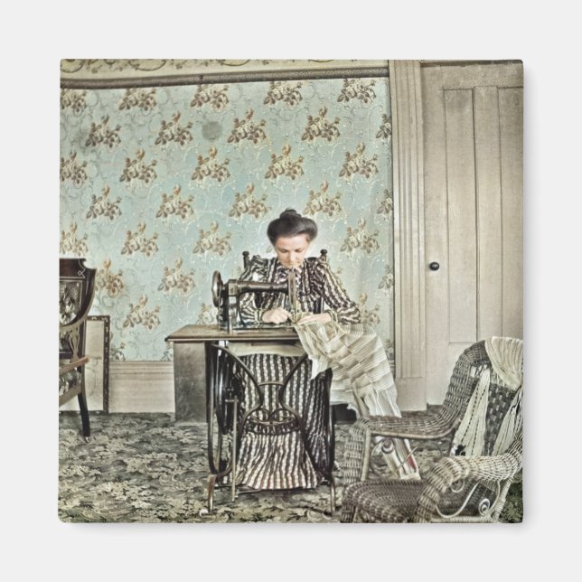 Frauen in den 1890er Jahren beim Nähen von Foto Magnet (Vorne)