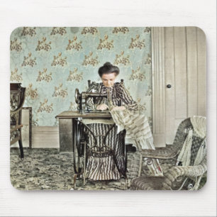 Frauen in den 1890er Jahren beim Nähen von Foto Mousepad