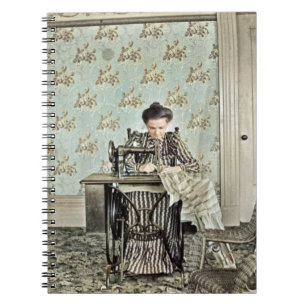 Frauen in den 1890er Jahren beim Nähen von Foto Notizblock