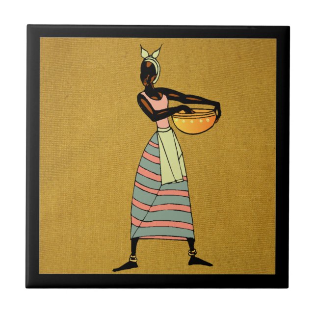 Frauen in der Keramik Afrikas Fliese (Vorderseite)