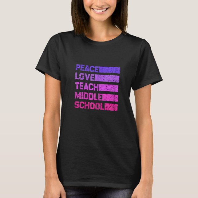 Frauen in der Liebe des Friedens lehren Mittelschu T-Shirt (Vorderseite)