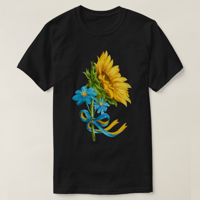 Frauen in der Ukraine Sonnenblumen und Wildblumen  T-Shirt (Design vorne)