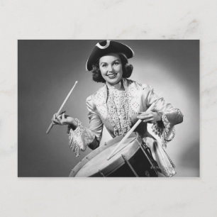 Frauen in Drummerkleidung aus Amerika Postkarte