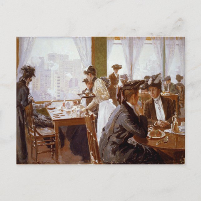 Frauen in einem belebten Restaurant Postkarte (Vorderseite)