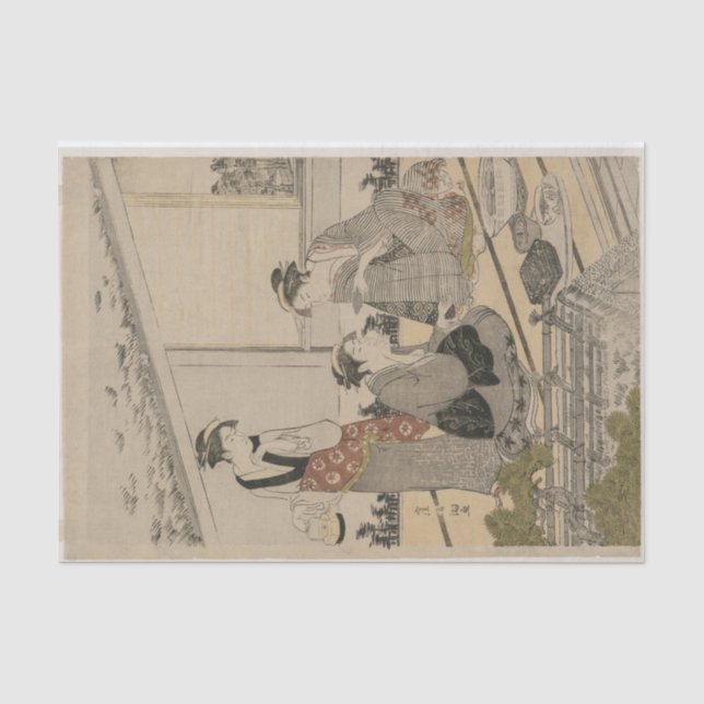 Frauen in einem Teehaus von Kubo Shunman Seidenpapier (Vorderseite)