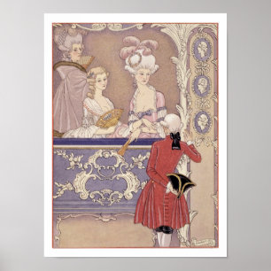 Frauen in einem Theater-Kasten, Illustration von Poster