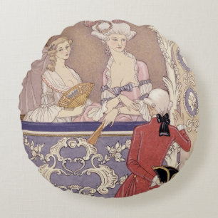 Frauen in einem Theater-Kasten, Illustration von Rundes Kissen