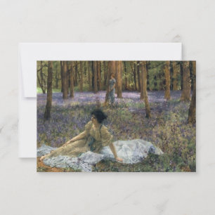 Frauen in einem Wald von Bluebell-Blume Karte