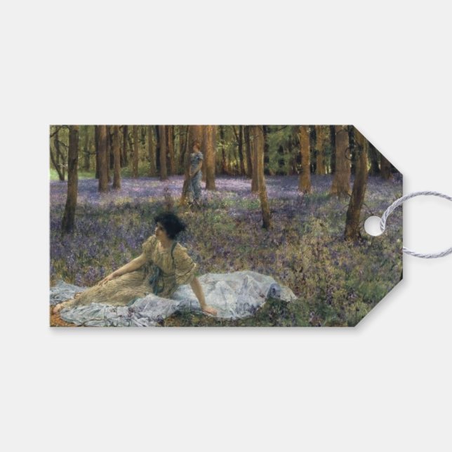 Frauen in einer Waldlandschaft mit Bluebells Geschenkanhänger (Vorderseite (Horizontal))