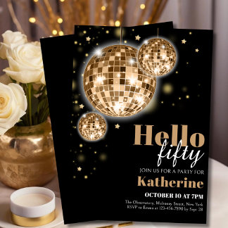 Frauen in elegantem Schwarz und Gold 50. Geburtsta Einladung
