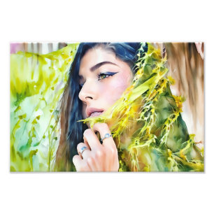 Frauen in eleganter Verbindung mit der Natur in ei Fotodruck