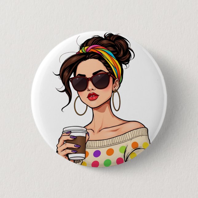 Frauen in LGBTQ Regenbogen Bandana mit Kaffee Button (Vorderseite)